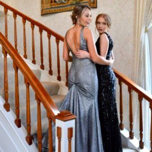 Beautiful Sparkly Silver Glitter Prom Dress